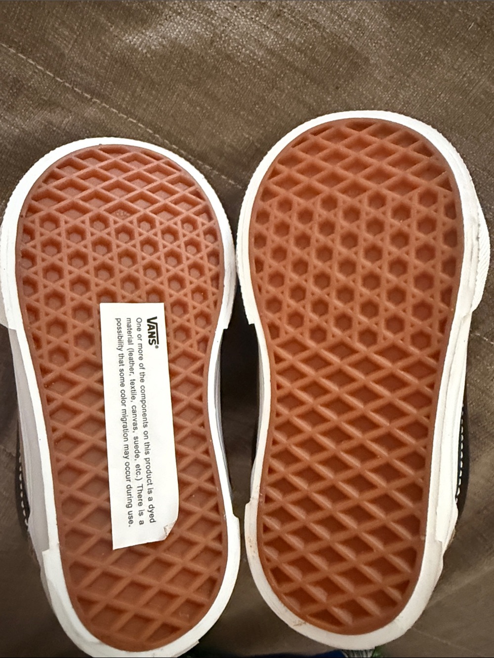 Vans Knu Skool Kids Olive Tan and White Low Top Elastic lace Sneakers 5.5 Todler - Picture 3 of 7